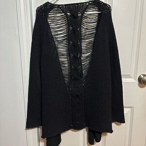 Free People Black Ladder-Back Cardigan
